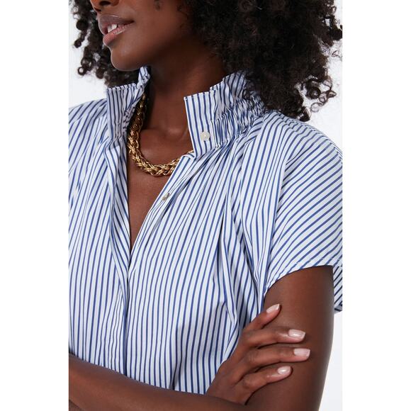 Tuckernuck Pomander Place Rae Blouse Size XS Blue Stripe Cotton Top - Picture 7 of 13